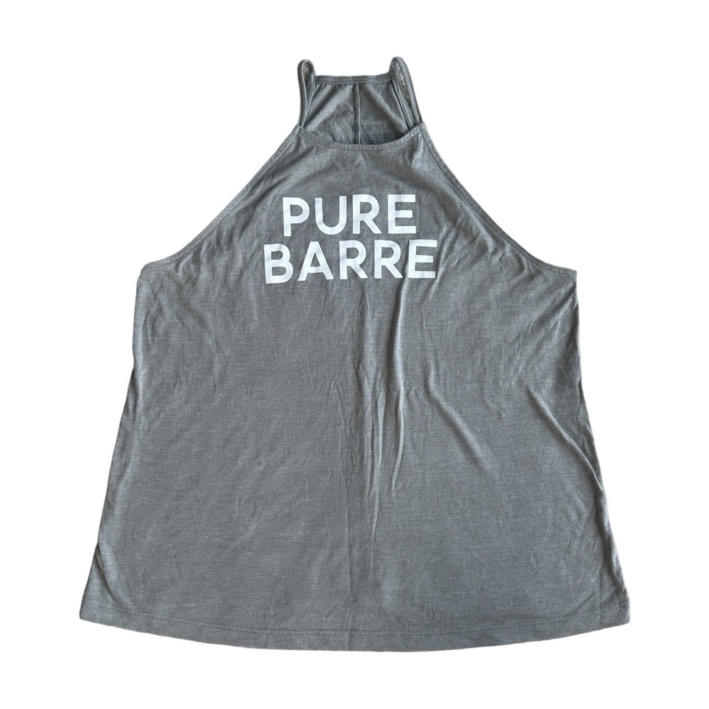 Pure Barre Logo Razorback Workout Tank Top Stone Light Tan Color NWOT